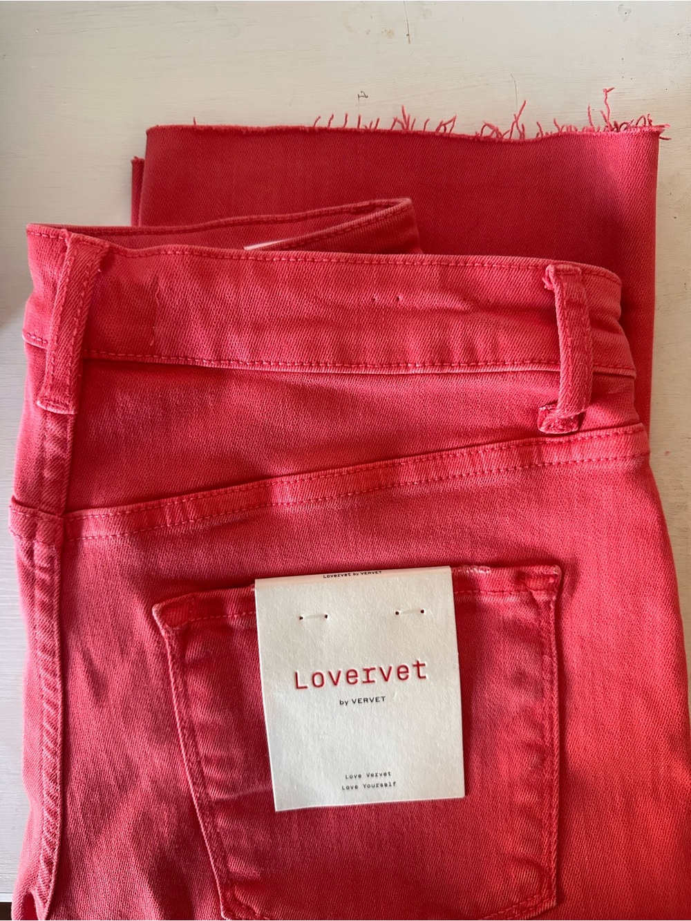 NEW Lovervet Raw Hem Coral Jeans
